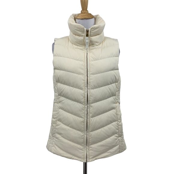 Talbots Vest Womens XS Extra Small Cream Down Filled Full Zip Turtleneck Jacket - Picture 1 of 14